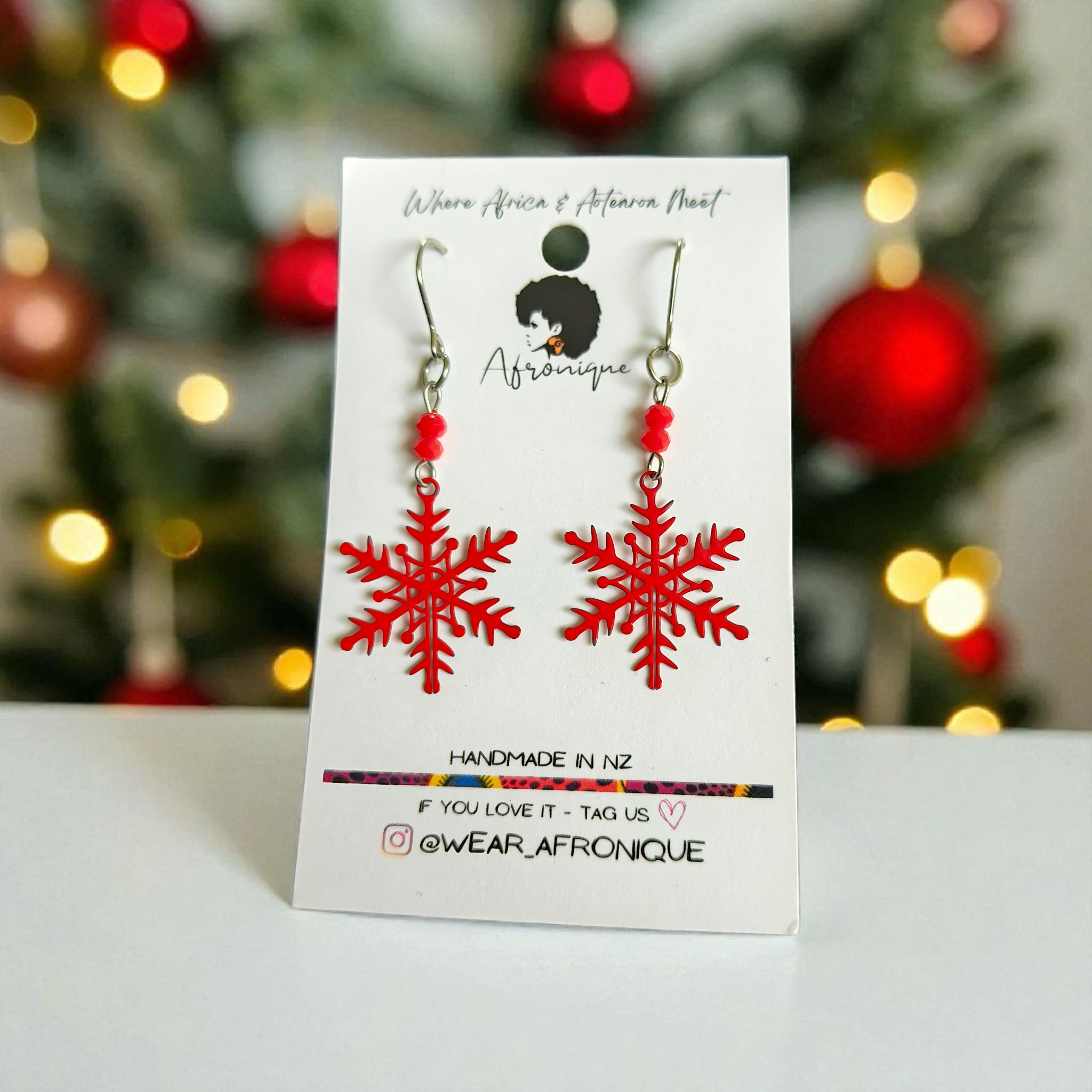 Red Snowflake Earrings