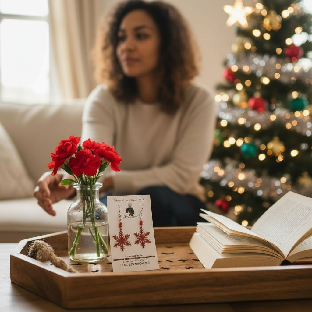 Red Snowflake Earrings