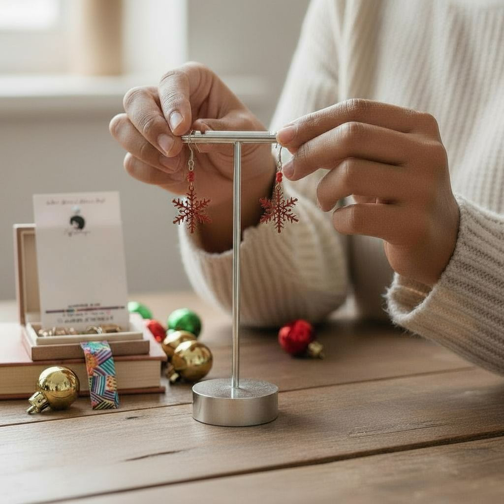 Red Snowflake Earrings