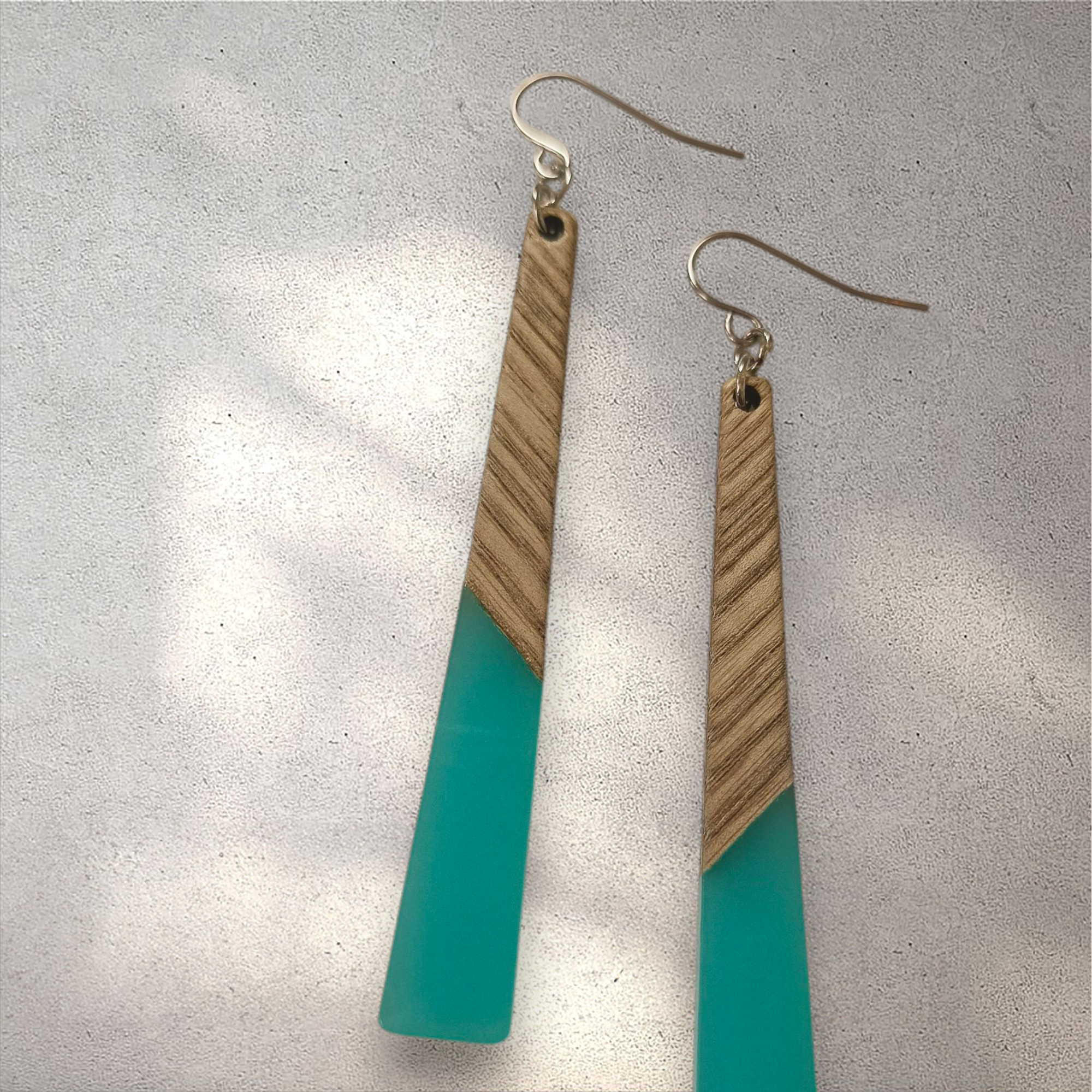 Infinity Blue Resin & Wood Dangle Earrings