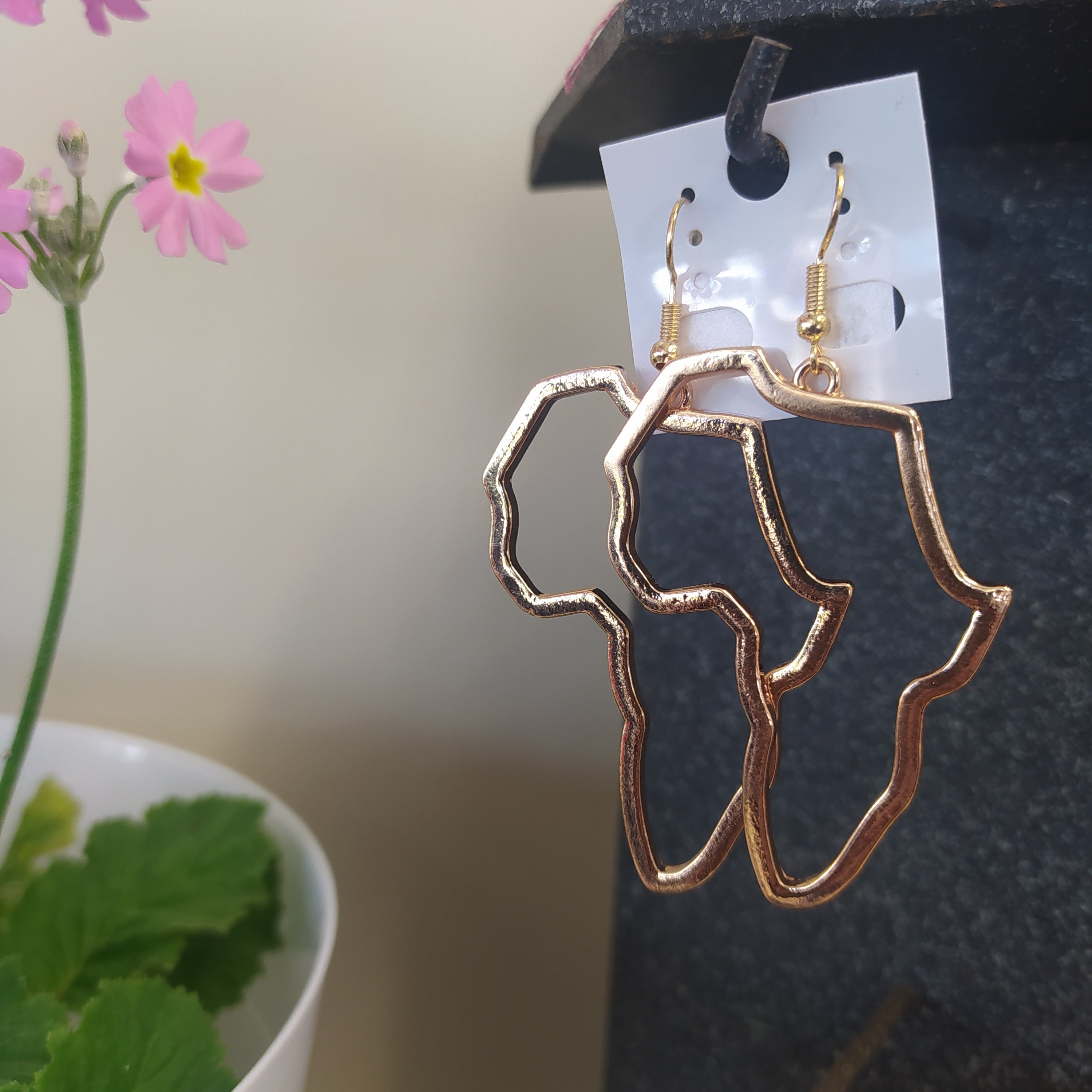 Gold Africa Map Earrings