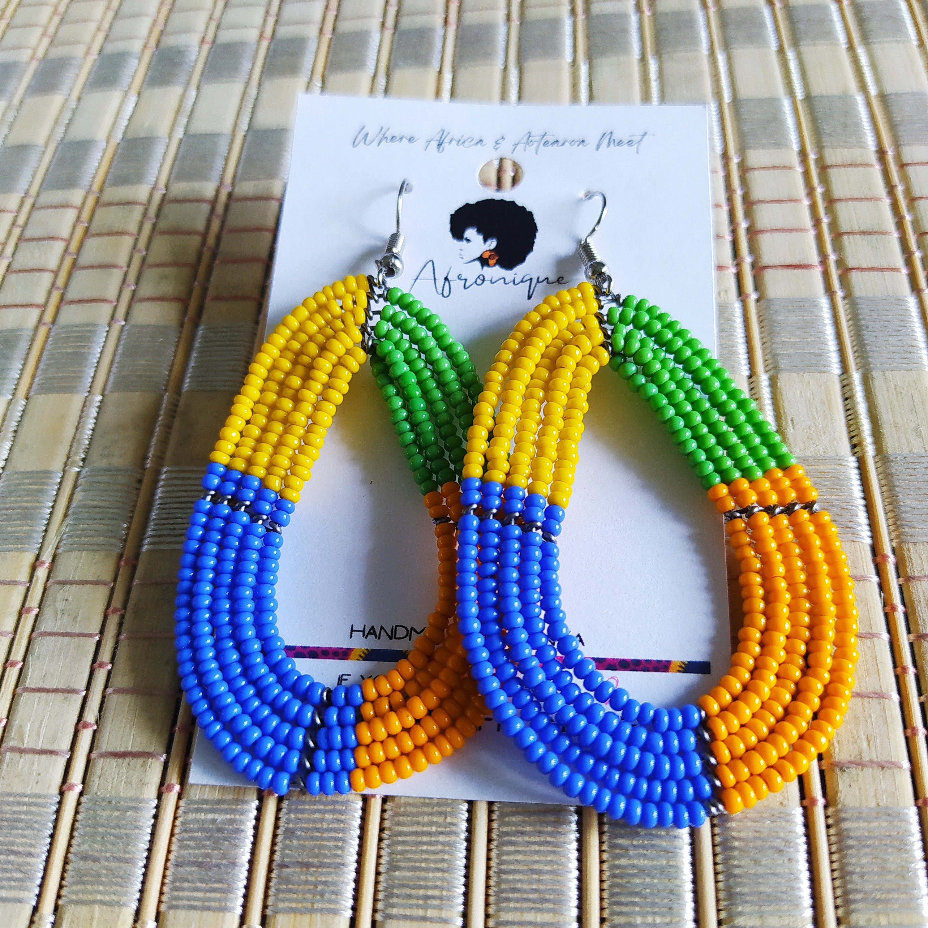 Mombasa Massai Seed Bead Drop Earrings